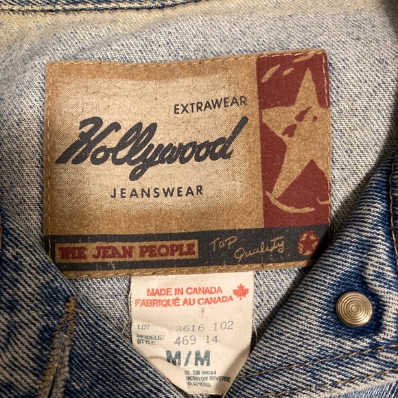 Vintage 80s 90s Hollywood Jeans cropped denim vest - Picture 2 of 4